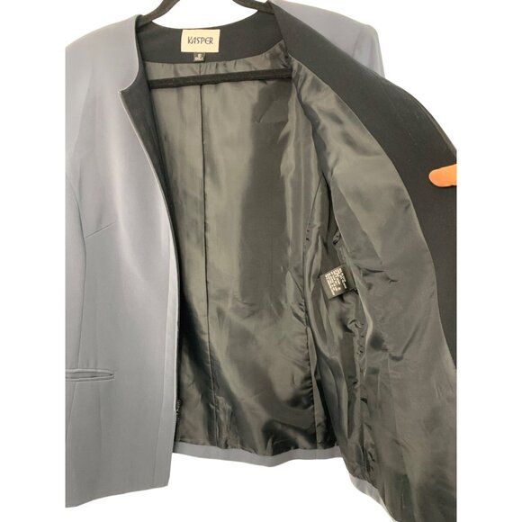 Kasper Zip Relaxed 2-Piece Gray Pant Suit Size 16 Cuffable HR Wide Leg 7636 GUC - Picture 9 of 15